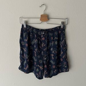 Victoria’s Secret Vintage Ski Resort Silk Pajama Lounge Shorts in Navy M